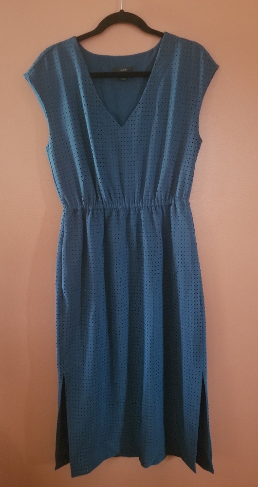 J. Crew Perforated Drapey Side Slit Midi Dress